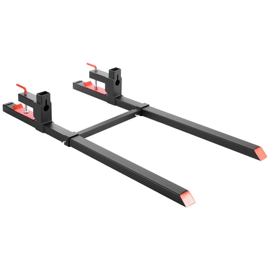 Pallet Forks, 907 kg Clamp on Pallet Forks, 149 cm Total Length Heavy-Duty Tractor Fork with Adjustable Stabilizer Bar for Tractor Attachments, Loader Bucket, and Skid Steer, Black