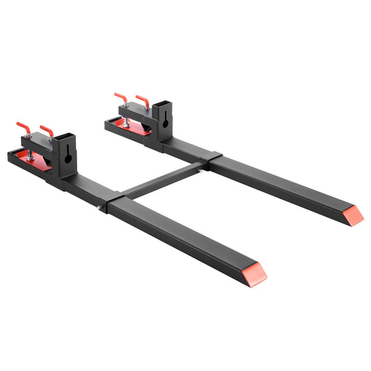 Pallet Forks, 1814 kg Clamp on Pallet Forks, 149 cm Total Length Heavy-Duty Tractor Fork with Adjustable Stabilizer Bar for Tractor Attachments, Loader Bucket, and Skid Steer, Black