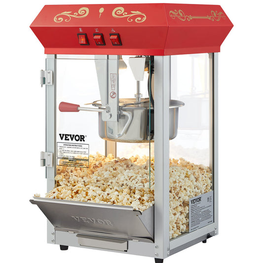 Popcorn Popper Machine Countertop Popcorn Maker 850W 8 Oz 48 Cups Red