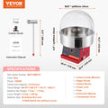 Electric Cotton Candy Machine 1000W Red Stainless Steel