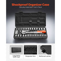 Socket Set, 39 Pieces, 9.5 & 6.4 mm Drive Socket and Ratchet Set, SAE and Metric Size, Mechanic Tool Kit with Ratchet Wrench, Accessories, Storage Case, CR-V Alloy Steel, for Automotive Repair