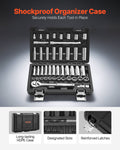 Socket Set 44 Piece 9.5mm SAE Metric Deep Shallow CR-V Alloy Steel