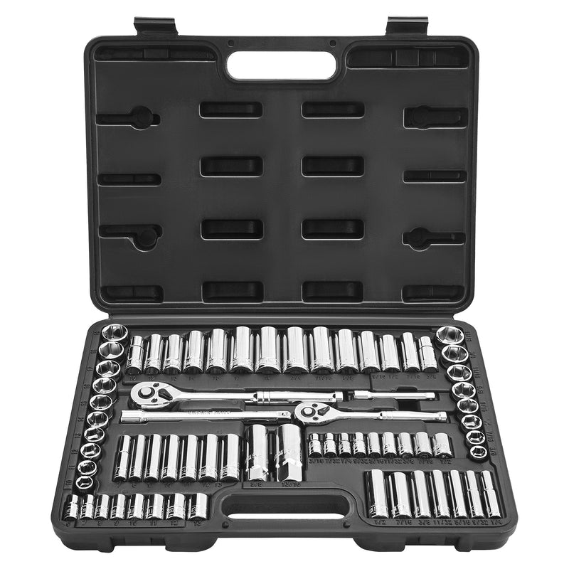 Socket Set 69pc SAE Metric Deep Standard CR-V Alloy Steel Case