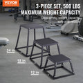 Plyometric Jump Box Set 12/18/24 Inch Anti-Slip Black Home Gym