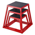 Plyometric Jump Box 12/18/24 Inch Anti-Slip Red Home Gym Set