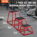 Plyometric Jump Box 12/18/24 Inch Anti-Slip Red Home Gym Set