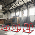 Plyometric Jump Box 12/18/24 Inch Anti-Slip Red Home Gym Set