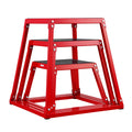 Plyometric Jump Box 12/18/24 Inch Anti-Slip Red Home Gym Set