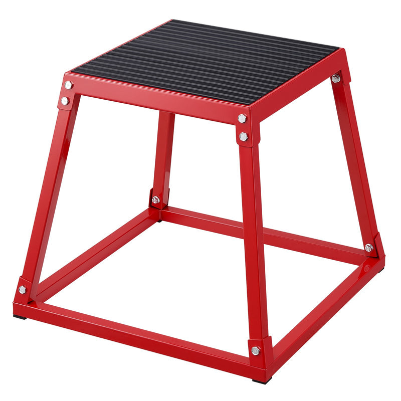 Plyometric Jump Box 18 Inch Steel Anti-Slip Red Home Gym