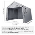 Portable Storage Shelter 7x12ft Garage Shed Zipper Door