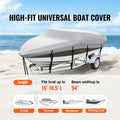 Boat Cover 600D Waterproof 16-18.5 ft Boat Cover V-Hull Tri-Hull Runabout