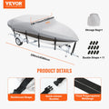 600D Waterproof Boat Cover 16-18.5ft V-Hull Tri-Hull Runabout