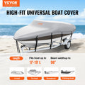 Boat Cover 600D Waterproof 17-19ft V-Hull Tri-Hull Runabout