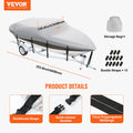 Boat Cover 600D Waterproof 17-19ft V-Hull Tri-Hull Runabout