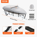 Boat Cover 600D Waterproof 20-22ft V-Hull Tri-Hull Runabout