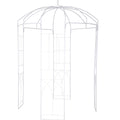 Birdcage Shape Garden Arbor, 9\' High x 6.6\' Wide, Heavy Duty Wrought Iron Arbor, Wedding Arch Trellis for Climbing Vines in Outdoor Garden, Lawn, Backyard, Patio, White