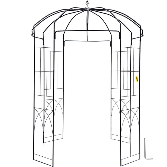 Birdcage Garden Arbor 2.44m High Wrought Iron Wedding Arch Trellis Black