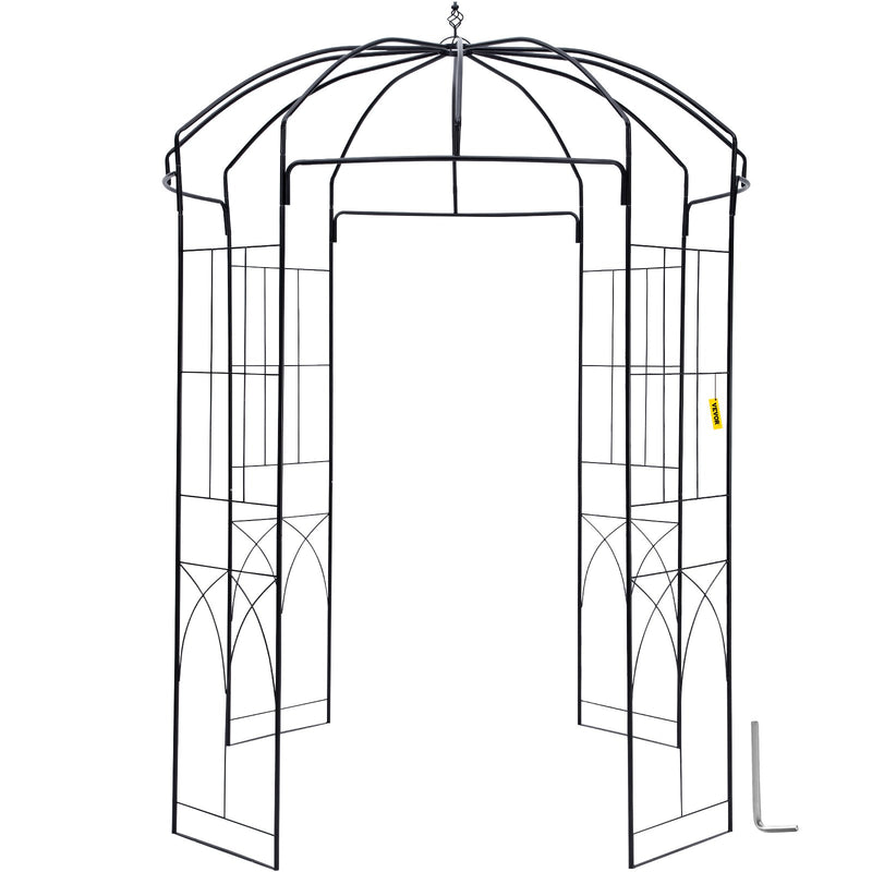 Birdcage Garden Arbor 2.44m High Wrought Iron Wedding Arch Trellis Black