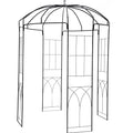 Birdcage Shape Garden Arbor, 9\' High x 6.6\' Wide, Heavy Duty Wrought Iron Arbor, Wedding Arch Trellis for Climbing Vines in Outdoor Garden, Lawn, Backyard, Patio, Black