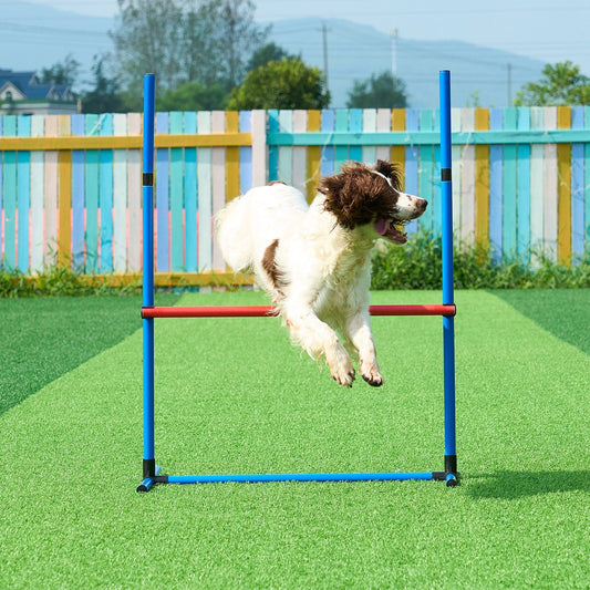 Dog Agility Training Equipment 4 Piece Set Hurdles Weave Poles