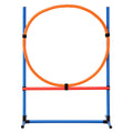 Dog Agility Training Equipment, 4 PCS Set with Adjustable High Hurdles,6 Weave Poles,Jump Ring,Square Pause Box,Whistle,Foldable Bowl, Puppy Obstacle Course Kit for Backyard, Indoor, Outdoor