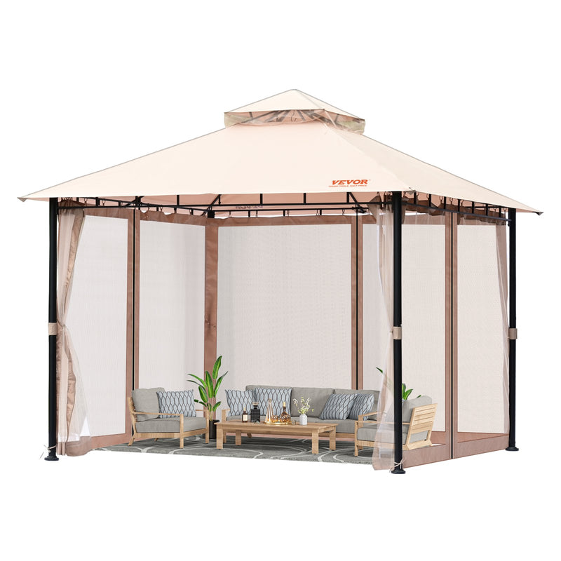 Gazebo 3.05x3.05m 6-8 Person Mosquito Net Metal Frame PU Polyester