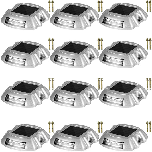 Solar Driveway Lights 12-Pack 6 LED Bright White Waterproof Outdoor
