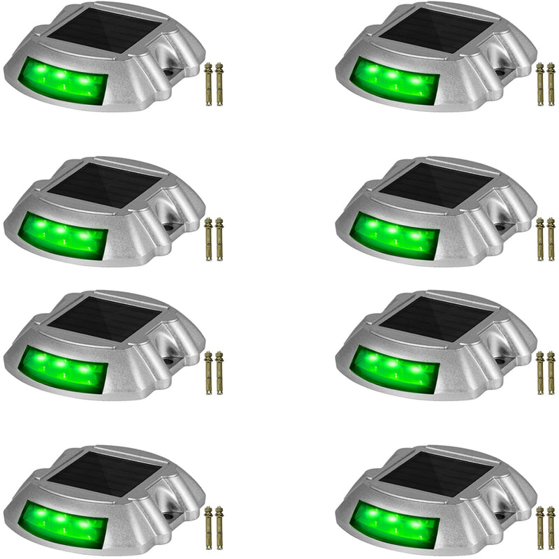 Solar Driveway Light LED Road Marker Green 8-Pack Pathway
