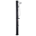 Solar Heated Shower 40L 205cm Black Outdoor Poolside Beach