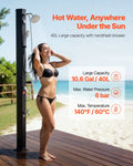 Solar Heated Shower 40L 205cm Black Outdoor Poolside Beach