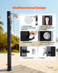 Solar Heated Shower 40L 205cm Black Outdoor Poolside Beach
