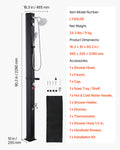 Solar Heated Shower 40L 205cm Black Outdoor Poolside Beach