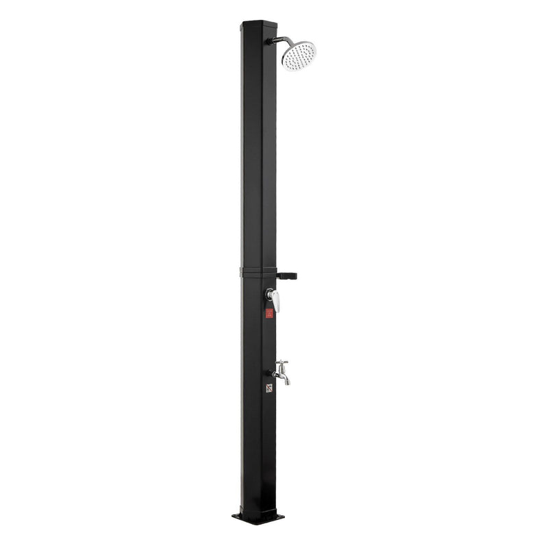 35L Solar Heated Shower 195cm Outdoor w Foot Faucet Black