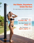 35L Solar Heated Shower 195cm Outdoor w Foot Faucet Black