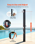 35L Solar Heated Shower 195cm Outdoor w Foot Faucet Black