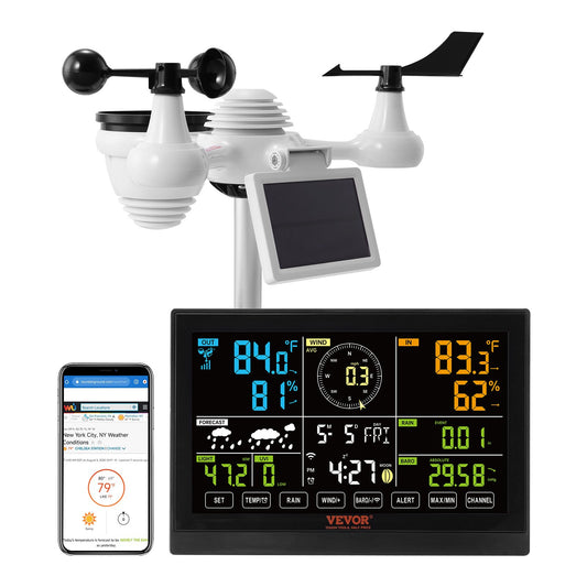 7-in-1 WiFi Weather Station Solar Wireless Sensor 7.5" Display