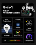 Artiss 7-in-1 Wi-Fi Weather Station Solar Wireless Sensor Pool