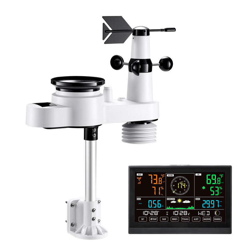 Wireless Weather Station 5-in-1 Solar Sensor Rain Gauge Outdoor