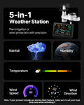 Wireless Weather Station 5-in-1 Solar Sensor Rain Gauge Outdoor