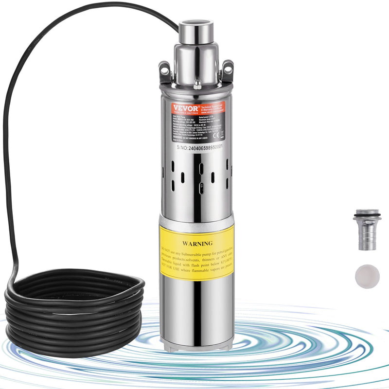 Solar Water Pump DC 277W Submersible Deep Well 2.1m³/H 83m Head
