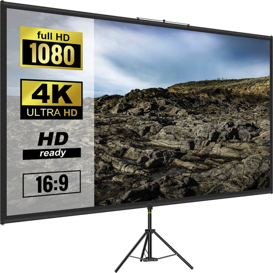 Tripod Projector Screen 60 inch 16:9 4K HD Portable Height Adjustable