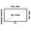Tripod Projector Screen 60 inch 16:9 4K HD Portable Height Adjustable