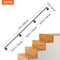 Pipe Stair Handrail 11FT 440LBS Carbon Steel Wall Mount Indoor