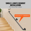 Pipe Stair Handrail 4FT Carbon Steel Wall Mount Staircase