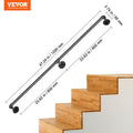 Pipe Stair Handrail 4FT Carbon Steel Wall Mount Staircase