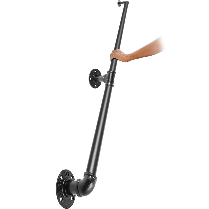 Pipe Stair Handrail 1.8m 200kg Carbon Steel Industrial Wall Mount