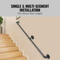 Pipe Stair Handrail 1.8m 200kg Carbon Steel Industrial Wall Mount
