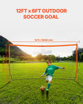 Portable Soccer Goal 12x6ft Steel Fiberglass Outdoor Training Net