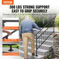 Iron Handrail Stair Railing 1-4 Steps Outdoor Black w/ Bars