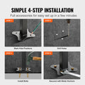 Iron Handrail Stair Railing 1-4 Steps Outdoor Black w/ Bars